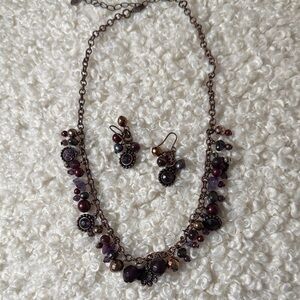 Cookie Lee Purple and Gold Necklace Set